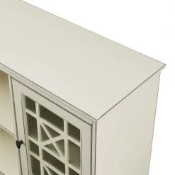 Antique White Wood and Glass Transitional 2 Door Fretwork Sideboard with Adjustable Shelves by Welwick Designs -Deals Welwick Designs Store antique white welwick designs sideboards buffet tables hd8969 1f 1000