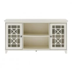 Antique White Wood and Glass Transitional 2 Door Fretwork Sideboard with Adjustable Shelves by Welwick Designs -Deals Welwick Designs Store antique white welwick designs sideboards buffet tables hd8969 4f 1000