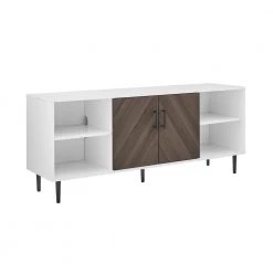 58 in. Ash Brown Bookmatch and Solid White Wood Modern 2-Door TV Stand Fits TVs up to 65 in. by Welwick Designs -Deals Welwick Designs Store ash brown bookmatch and solid white welwick designs tv stands hd9138 66 1000
