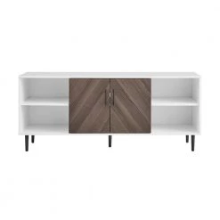 58 in. Ash Brown Bookmatch and Solid White Wood Modern 2-Door TV Stand Fits TVs up to 65 in. by Welwick Designs -Deals Welwick Designs Store ash brown bookmatch and solid white welwick designs tv stands hd9138 77 1000