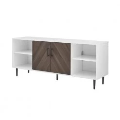 58 in. Ash Brown Bookmatch and Solid White Wood Modern 2-Door TV Stand Fits TVs up to 65 in. by Welwick Designs -Deals Welwick Designs Store ash brown bookmatch and solid white welwick designs tv stands hd9138 a0 1000
