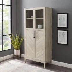 68 in. Birch Chevron Storage Cabinet by Welwick Designs