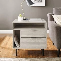 25 in. Birch Modern Storage Side Table by Welwick Designs