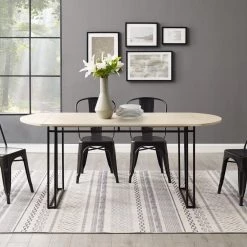 71 in. Birch Wood and Metal Modern Double Drop Leaf Dining Table by Welwick Designs -Deals Welwick Designs Store birch welwick designs kitchen dining tables hd8847 31 1000