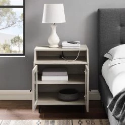 Birch Wood and Fluted Glass 2-Door Nightstand with Mountable USB Port by Welwick Designs 11 Birch Wood and Fluted Glass 2-Door Nightstand with Mountable USB Port by Welwick Designs -Deals Welwick Designs Store birch welwick designs nightstands hd8770 1d 1000