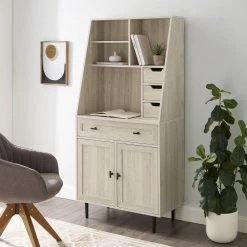 64 in. Rectangular Birch 4 Drawer Secretary Desks with Keyboard Tray by Welwick Designs