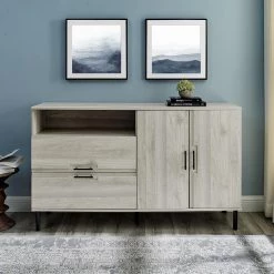 56" Modern Detailed Door Frame Sideboard - Birch by Welwick Designs