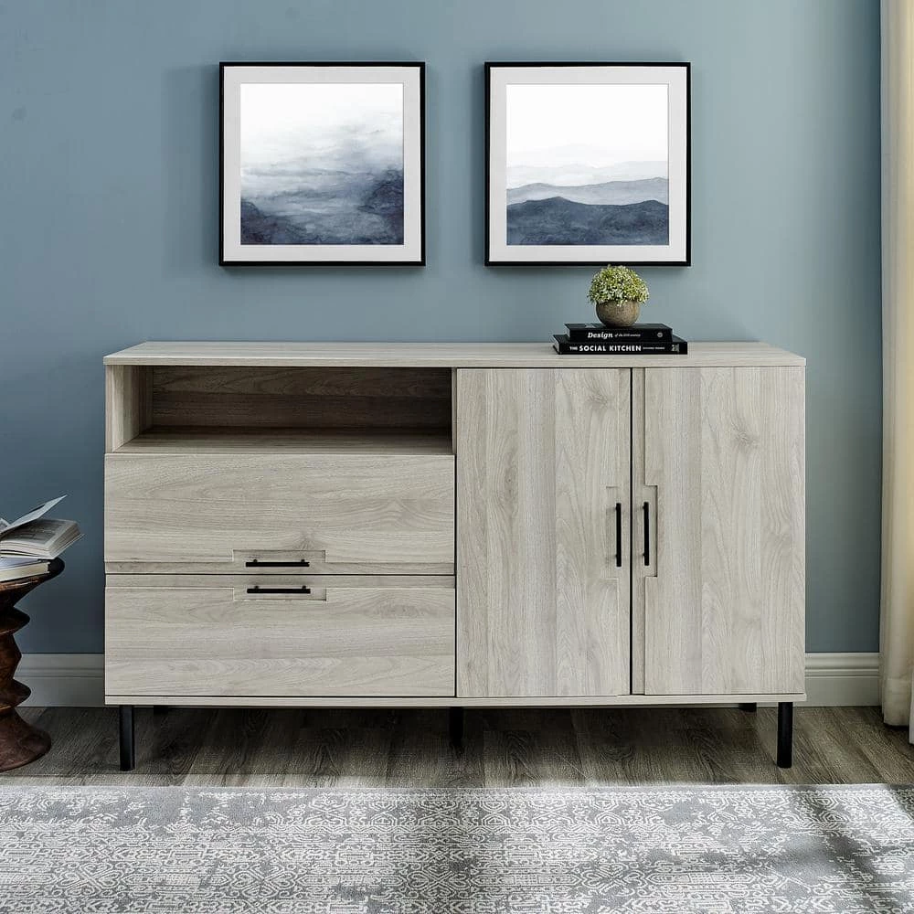 56" Modern Detailed Door Frame Sideboard - Birch by Welwick Designs 1 56" Modern Detailed Door Frame Sideboard - Birch by Welwick Designs