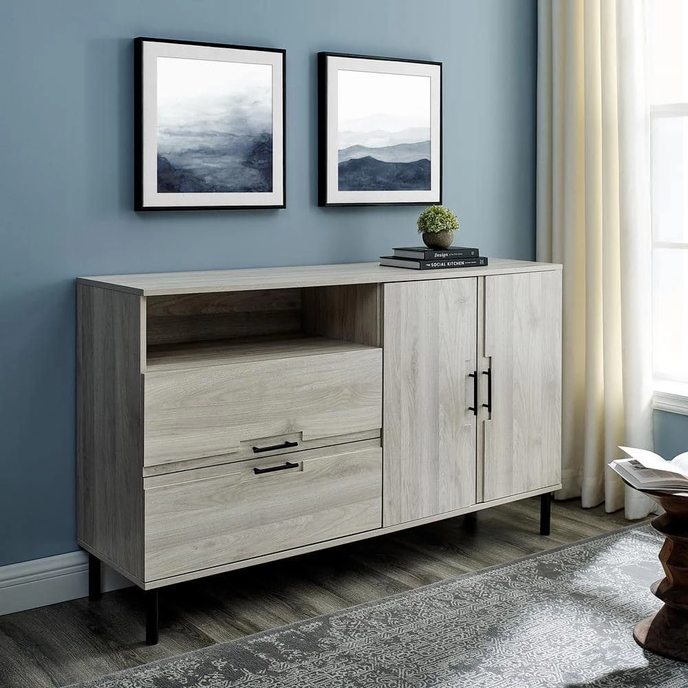 56" Modern Detailed Door Frame Sideboard - Birch by Welwick Designs 2 56" Modern Detailed Door Frame Sideboard - Birch by Welwick Designs - Image 2