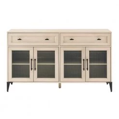 Birch Wood and Fluted Glass 4-Door Urban Transitional Sideboard by Welwick Designs -Deals Welwick Designs Store birch welwick designs sideboards buffet tables hd8989 1f 1000