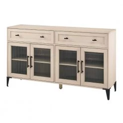 Birch Wood and Fluted Glass 4-Door Urban Transitional Sideboard by Welwick Designs -Deals Welwick Designs Store birch welwick designs sideboards buffet tables hd8989 44 1000