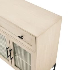 Birch Wood and Fluted Glass 4-Door Urban Transitional Sideboard by Welwick Designs -Deals Welwick Designs Store birch welwick designs sideboards buffet tables hd8989 4f 1000