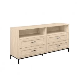 56 in. Birch Wood Modern TV Stand with 4 Drawers with Cable Management (Max tv size 60 in.) by Welwick Designs -Deals Welwick Designs Store birch welwick designs tv stands hd9203 66 1000