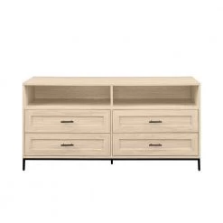 56 in. Birch Wood Modern TV Stand with 4 Drawers with Cable Management (Max tv size 60 in.) by Welwick Designs -Deals Welwick Designs Store birch welwick designs tv stands hd9203 77 1000