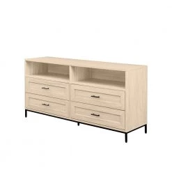 56 in. Birch Wood Modern TV Stand with 4 Drawers with Cable Management (Max tv size 60 in.) by Welwick Designs -Deals Welwick Designs Store birch welwick designs tv stands hd9203 a0 1000