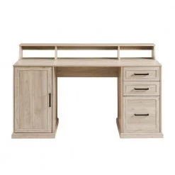 58 in. Rectangular Birch Wood 3-Drawer Pedestal Writing Desk Hutch with Cabinet by Welwick Designs -Deals Welwick Designs Store birch welwick designs writing desks hd8896 1d 1000