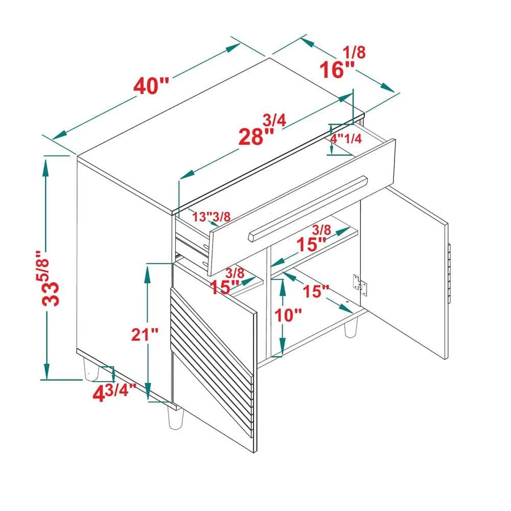 Black and Brown Solid Wood 1-Drawer Accent Cabinet with 3D Chevron Doors by Welwick Designs 3 Black and Brown Solid Wood 1-Drawer Accent Cabinet with 3D Chevron Doors by Welwick Designs - Image 3