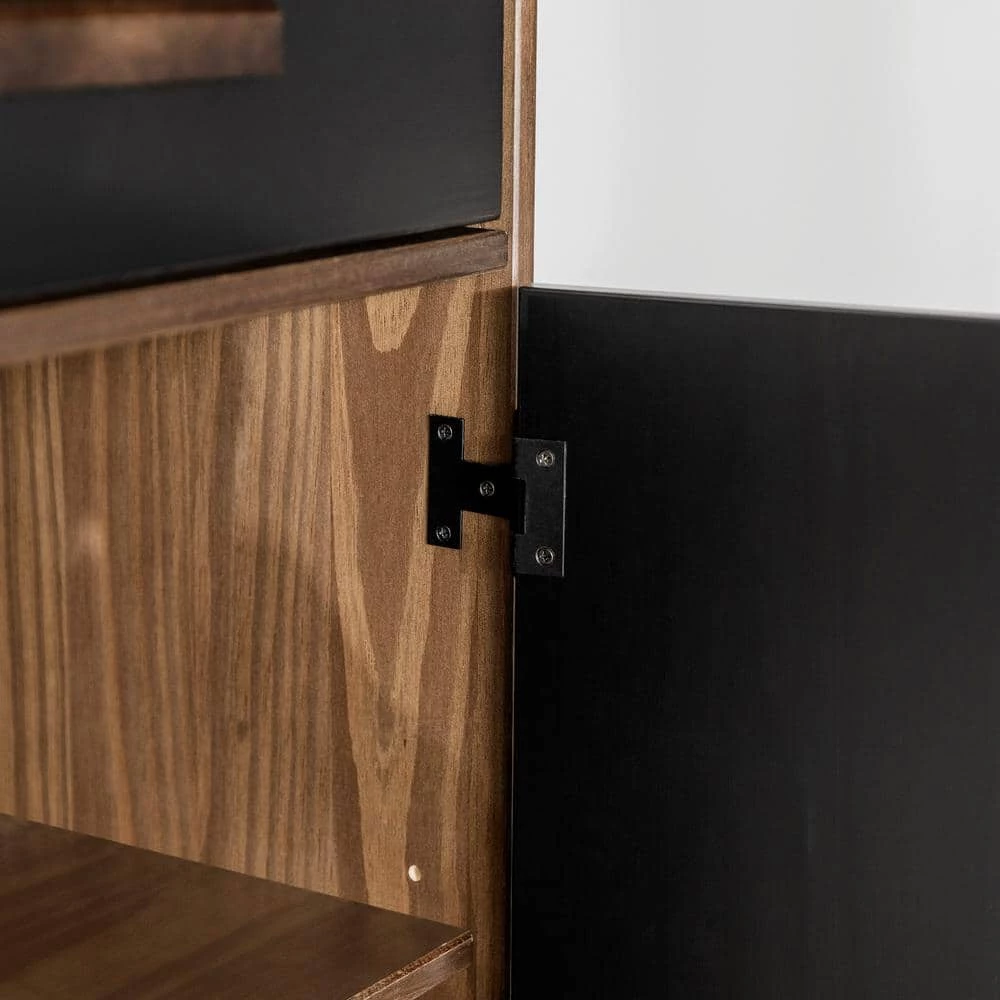 Black and Brown Solid Wood 1-Drawer Accent Cabinet with 3D Chevron Doors by Welwick Designs 7 Black and Brown Solid Wood 1-Drawer Accent Cabinet with 3D Chevron Doors by Welwick Designs - Image 7