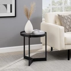 Smoked Glass/Black Metal Minimalist Tray-Top Side Table by Welwick Designs -Deals Welwick Designs Store black metal smoked glass welwick designs end side tables hd9270 31 1000