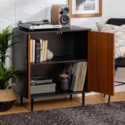 28 in. Solid Black Modern Bookmatch Accent Cabinet by Welwick Designs -Deals Welwick Designs Store black welwick designs accent cabinets hd8238 77 1000