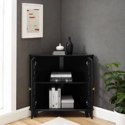 Fretwork Corner Accent Cabinet - Black by Welwick Designs -Deals Welwick Designs Store black welwick designs accent cabinets hd8777 77 1000