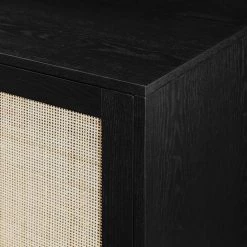 Black Wood and Rattan Boho Accent Cabinet with 2-Doors by Welwick Designs -Deals Welwick Designs Store black welwick designs accent cabinets hd9166 1d 1000