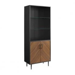 3-Shelf Solid Black Bookmatch Display Cabinet by Welwick Designs -Deals Welwick Designs Store black welwick designs display cabinets hd8391 77 1000