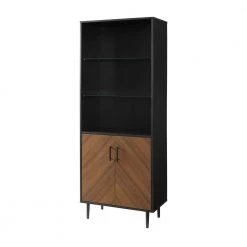 3-Shelf Solid Black Bookmatch Display Cabinet by Welwick Designs -Deals Welwick Designs Store black welwick designs display cabinets hd8391 c3 1000