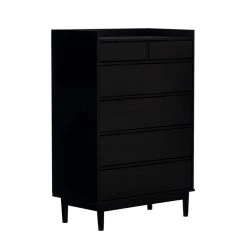 6-Drawer Black Solid Wood Mid-Century Modern Dresser with Tray Top (45 in. H x 30 in. W x 16 in. D) by Welwick Designs -Deals Welwick Designs Store black welwick designs dressers hd9222 1d 1000