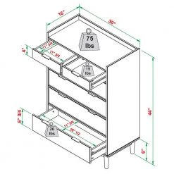 6-Drawer Black Solid Wood Mid-Century Modern Dresser with Tray Top (45 in. H x 30 in. W x 16 in. D) by Welwick Designs -Deals Welwick Designs Store black welwick designs dressers hd9222 40 1000