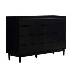 9-Drawer Black Solid Wood Mid-Century Modern Dresser with Tray Top (36 in. H x 60 in. W x 16 in. D) by Welwick Designs -Deals Welwick Designs Store black welwick designs dressers hd9225 1d 1000