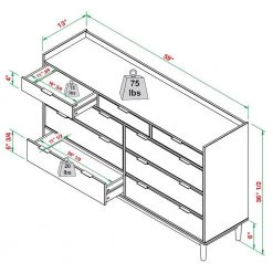 9-Drawer Black Solid Wood Mid-Century Modern Dresser with Tray Top (36 in. H x 60 in. W x 16 in. D) by Welwick Designs -Deals Welwick Designs Store black welwick designs dressers hd9225 40 1000