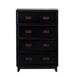 4-Drawer Black Solid Wood Transitional Framed Dresser by Welwick Designs