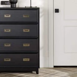 4-Drawer Black Solid Wood Transitional Framed Dresser by Welwick Designs -Deals Welwick Designs Store black welwick designs dressers hd9404 fa 1000
