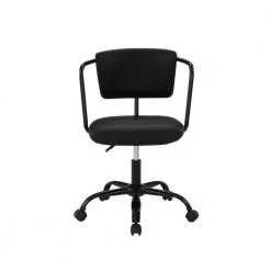 Black Faux Leather and Metal Modern Office Chair by Welwick Designs