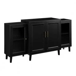 62 in. Black Tiered Modern Sideboard (4-Door) by Welwick Designs -Deals Welwick Designs Store black welwick designs sideboards buffet tables hd8367 1d 1000