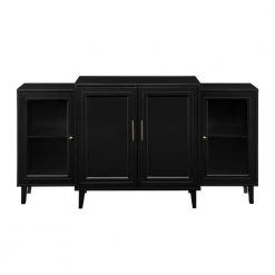 62 in. Black Tiered Modern Sideboard (4-Door) by Welwick Designs
