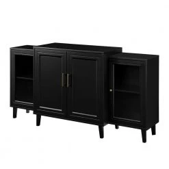 62 in. Black Tiered Modern Sideboard (4-Door) by Welwick Designs -Deals Welwick Designs Store black welwick designs sideboards buffet tables hd8367 66 1000