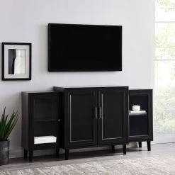 62 in. Black Tiered Modern Sideboard (4-Door) by Welwick Designs -Deals Welwick Designs Store black welwick designs sideboards buffet tables hd8367 c3 1000