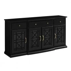 Landon Fretwork 60 in. Black 4-Door Sideboard with 3-Drawers by Welwick Designs -Deals Welwick Designs Store black welwick designs sideboards buffet tables hd8488 66 1000
