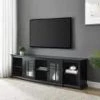 80 in. Black Transitional Wood and Glass-Door TV Stand with Cable Management (Max tv size 88 in.) by Welwick Designs