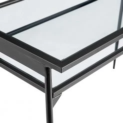 48 in. Black Rectangular Metal and Glass Writing Desk with 2-Tiers by Welwick Designs -Deals Welwick Designs Store black welwick designs writing desks hd8741 1d 1000