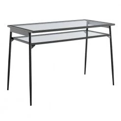 48 in. Black Rectangular Metal and Glass Writing Desk with 2-Tiers by Welwick Designs -Deals Welwick Designs Store black welwick designs writing desks hd8741 66 1000