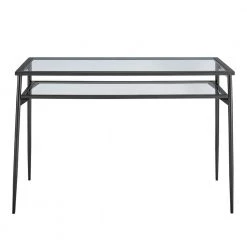 48 in. Black Rectangular Metal and Glass Writing Desk with 2-Tiers by Welwick Designs -Deals Welwick Designs Store black welwick designs writing desks hd8741 c3 1000
