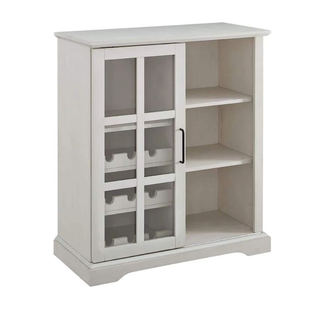 36 in. Brushed White Sliding Glass Door Bar Cabinet by Welwick Designs 3 36 in. Brushed White Sliding Glass Door Bar Cabinet by Welwick Designs - Image 3