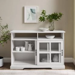 Brushed White Wood and Glass Classic Sideboard with 2-Sliding Doors by Welwick Designs -Deals Welwick Designs Store brushed white welwick designs sideboards buffet tables hd8892 77 1000