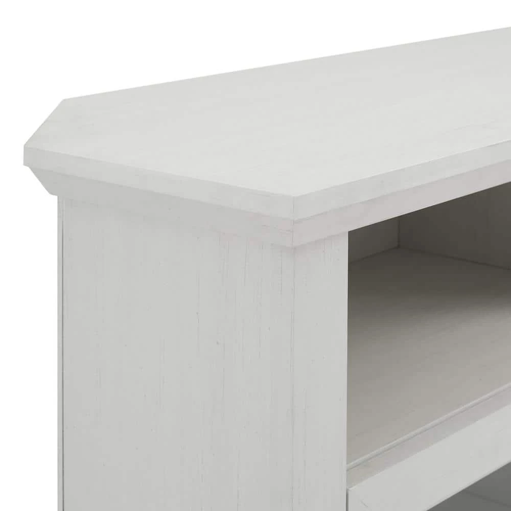 44 in. Brushed White Wood and Glass Traditional Window Pane 2-Door Tall Corner TV Stand Fits TVs up to 50 in. by Welwick Designs 5 44 in. Brushed White Wood and Glass Traditional Window Pane 2-Door Tall Corner TV Stand Fits TVs up to 50 in. by Welwick Designs - Image 5