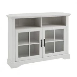 44 in. Brushed White Wood and Glass Traditional Window Pane 2-Door Tall Corner TV Stand Fits TVs up to 50 in. by Welwick Designs 14 44 in. Brushed White Wood and Glass Traditional Window Pane 2-Door Tall Corner TV Stand Fits TVs up to 50 in. by Welwick Designs -Deals Welwick Designs Store brushed white welwick designs tv stands hd9061 66 1000