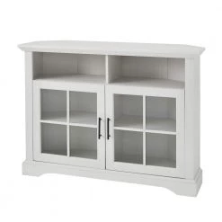 44 in. Brushed White Wood and Glass Traditional Window Pane 2-Door Tall Corner TV Stand Fits TVs up to 50 in. by Welwick Designs 12 44 in. Brushed White Wood and Glass Traditional Window Pane 2-Door Tall Corner TV Stand Fits TVs up to 50 in. by Welwick Designs -Deals Welwick Designs Store brushed white welwick designs tv stands hd9061 a0 1000