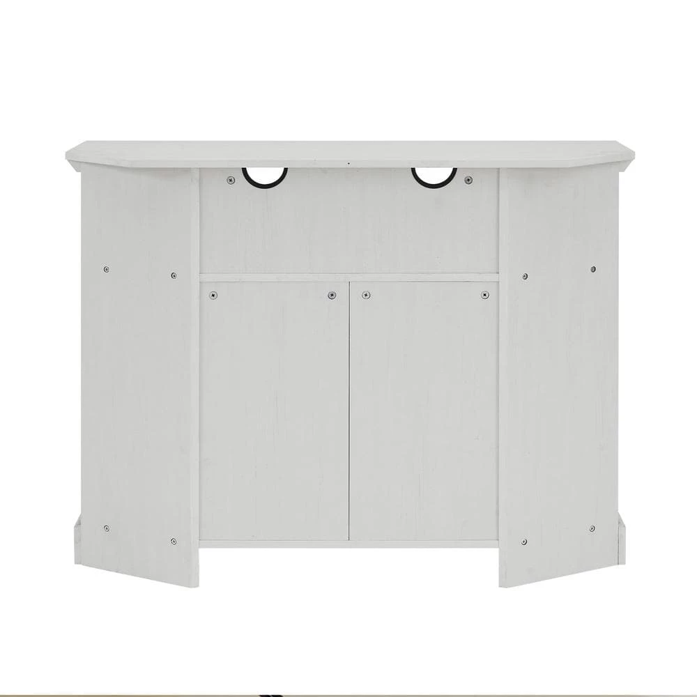 44 in. Brushed White Wood and Glass Traditional Window Pane 2-Door Tall Corner TV Stand Fits TVs up to 50 in. by Welwick Designs 8 44 in. Brushed White Wood and Glass Traditional Window Pane 2-Door Tall Corner TV Stand Fits TVs up to 50 in. by Welwick Designs - Image 8